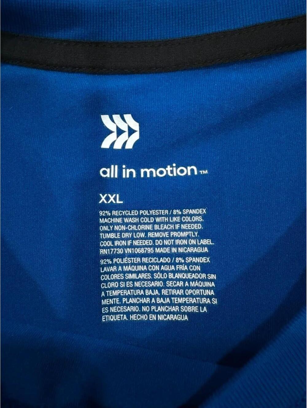 All In Motion Blue Activewear Tee XXL Athleisure Gym Workout Top - Picture 2 of 5